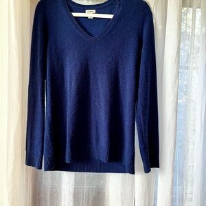 Cozy Cashmere L.L.Bean Royal Blue V-Neck Sweater